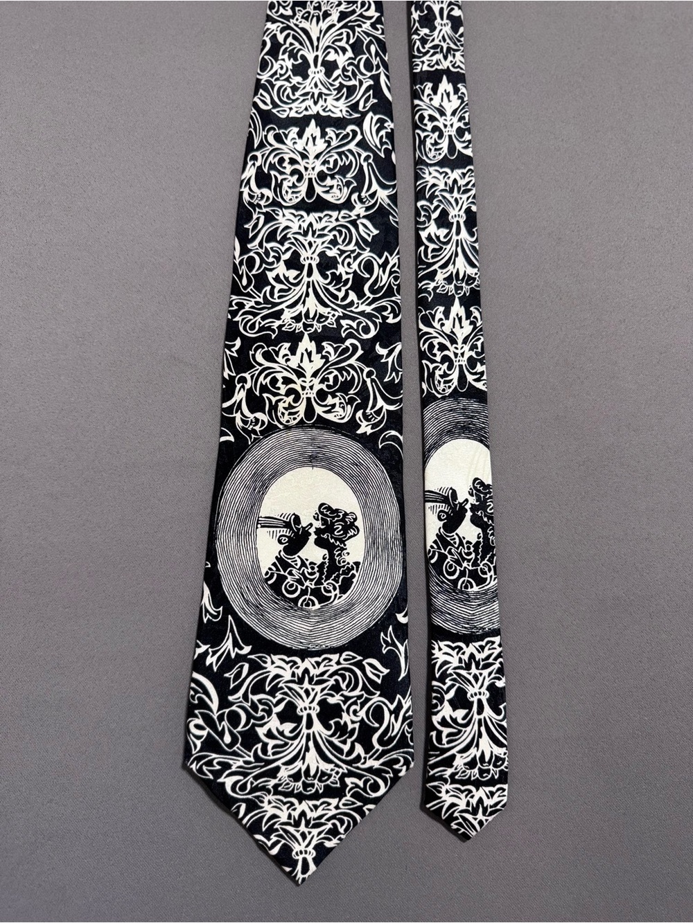 Vintage 1993 Blondie Comic Strip Silk Tie | Black & White Pop Culture Dagwood